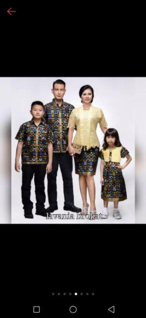Qnunbatik Batik Family/keluarga Rok N Blus Lavania Brokat Merah