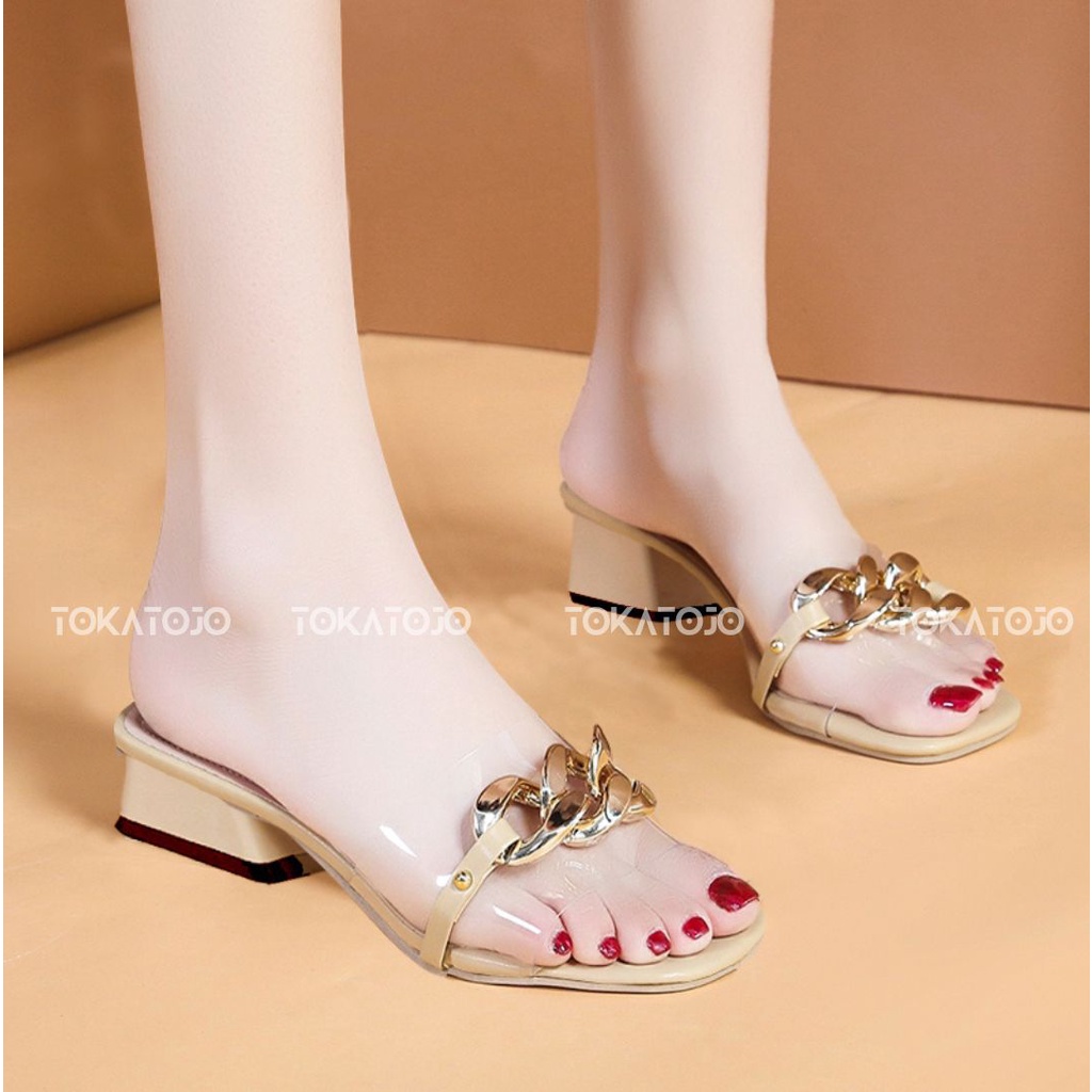 Sandal HEELS/Sandal Hak tahu wanita 3 cm terbaru mikarantai premium Sandal wanita hak tahu 3 cm kokop new fashion Sandal TOKATOJO SUMN07