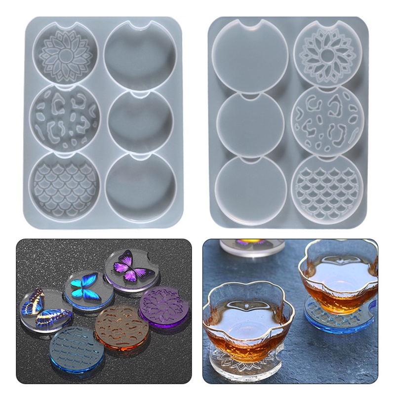 SIY  6-in-1 Car Coaster Mold Set for Epoxy Resin, Silicone Mold for Drink Coaster Auto Cup Holder Coasters DIY Car Crafts Supplies