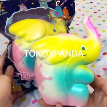 SALE squishy gajah rainbow lucu elephant pelangi LISENCE taburasaa murah bagus soft & slow mainan
