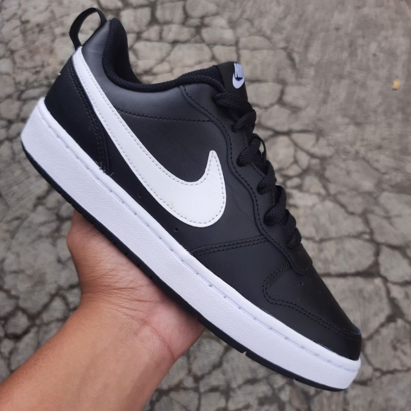 Sepatu sneakers original NIKE Court Borough Black White BNWB
