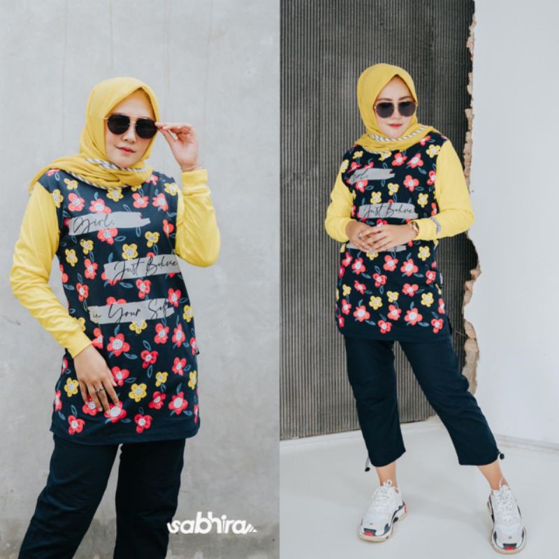 Set Kaos Atasan Top Flowy SABHIRA Original