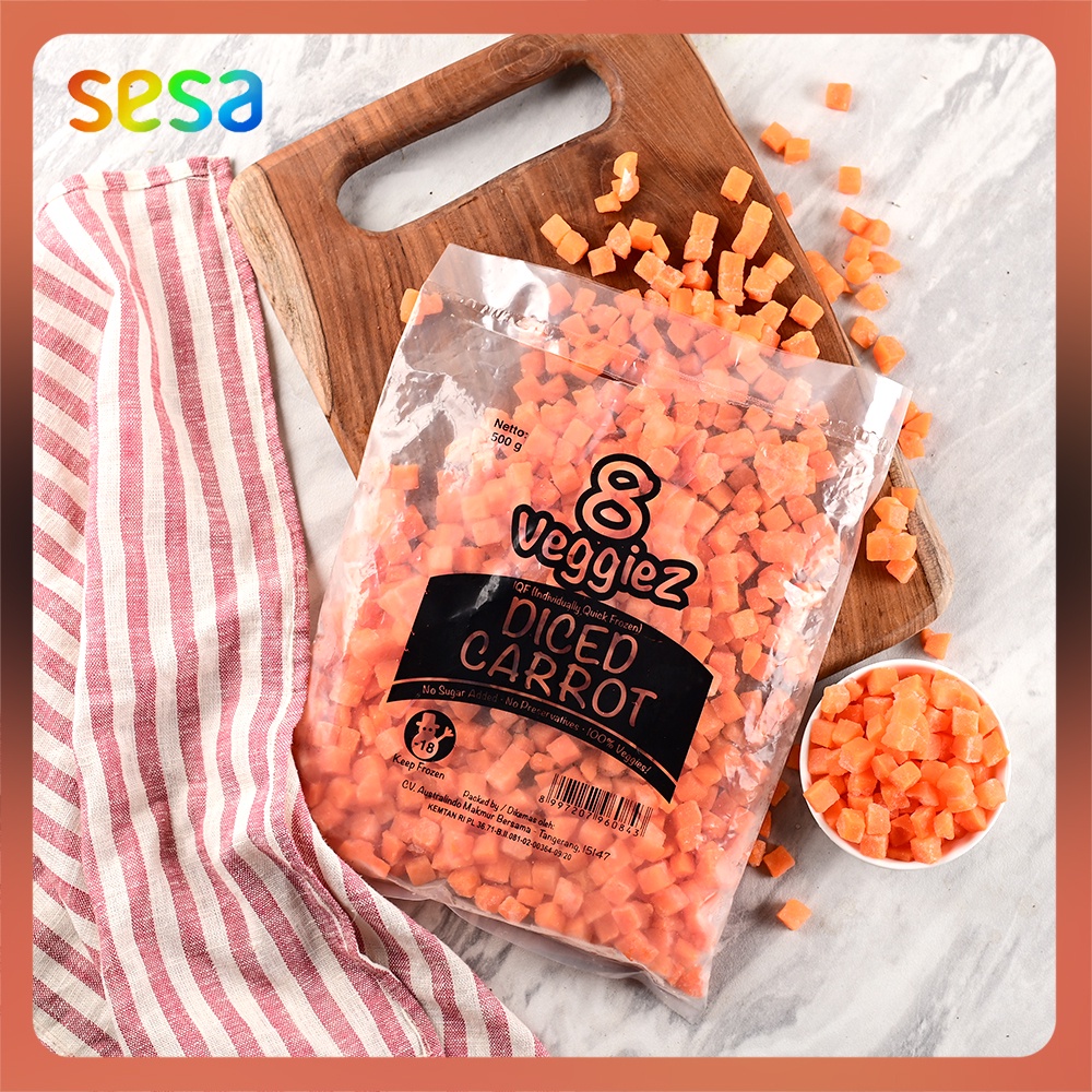 

8 FRUITZ Frozen Diced Carrot IQF 500gr - Wortel Dadu Beku Sayuran Sehat