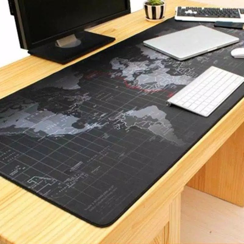Gaming mouse pad motif peta dunia 40x80 cm anti slip ujung di jahit