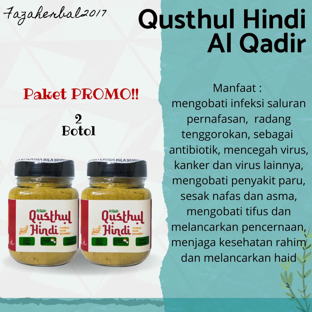 HARGA PROMO 2 Qusthul Hindi 100 gr Al Qadir