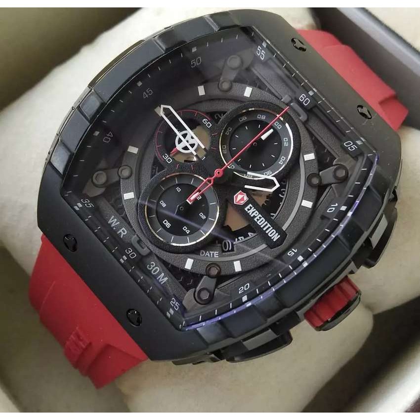 jam expedition 6782 pria  - merah  hitam