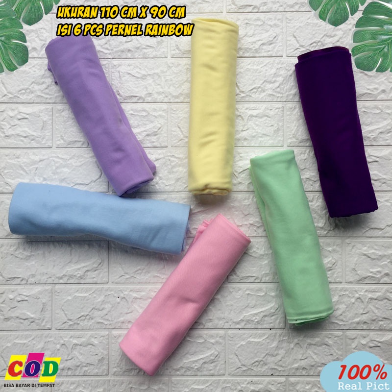 Ana Baby - 6 PCS Bedong Bayi Pernel Warna Bayi Baru Lahir Ukuran 110cm x 90cm