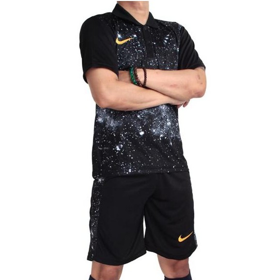Baju Futsal Setelan Kaos Seragam Tim Bola Futsal Kerah Sky Restcok Import GO Terlaris Hitam Black