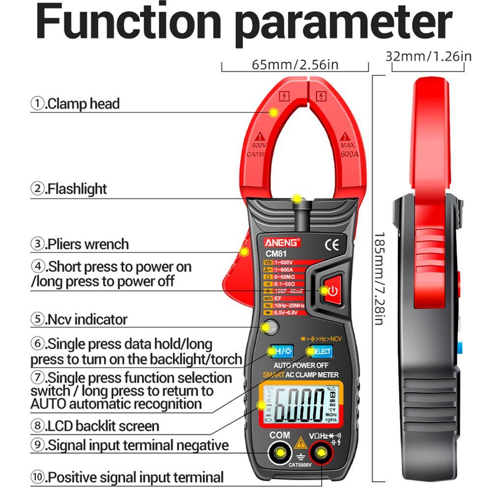 Solighter Digital Clamp Meter Presisi Tinggi Ammeter DC/AC Voltage Tester Tester Arus Listrik