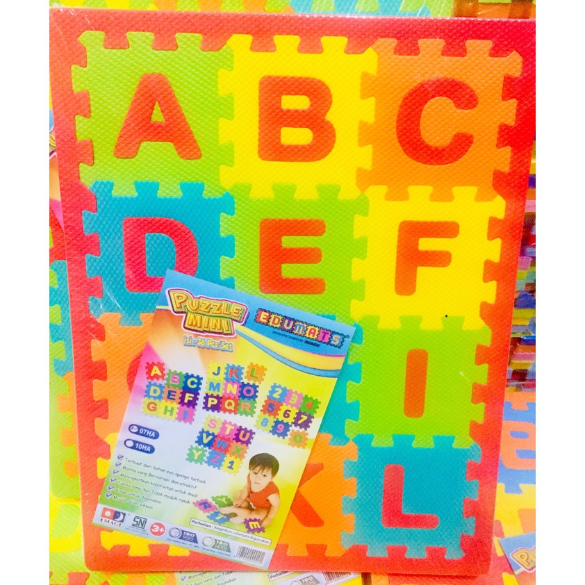 "Edumats Puzzle mini Matras Motif Huruf dan Angka"