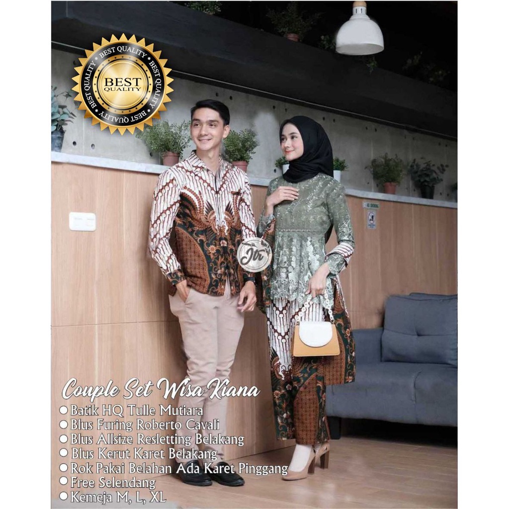 Model Baju Couple Kebaya Kombinasi selendang - Batik Modern - kebaya lamaran - kebaya wisuda - Kemej