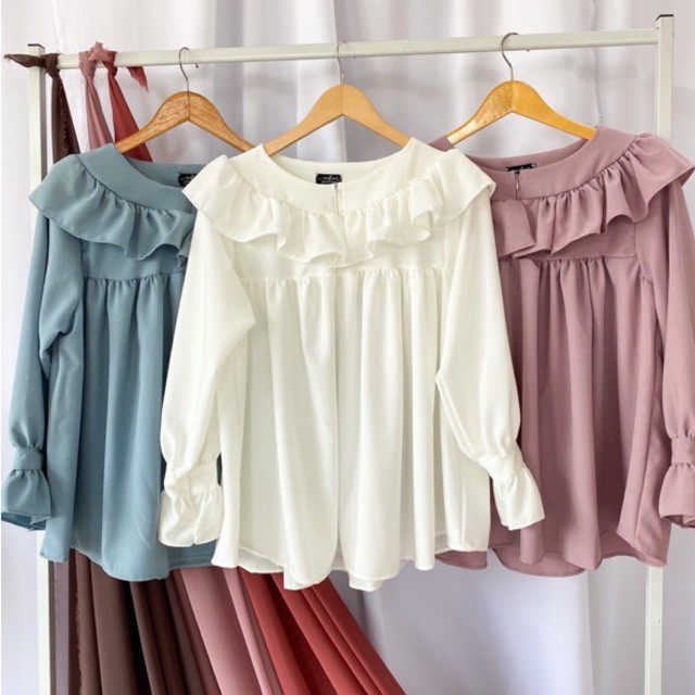 NANA BLOUSE REMPEL / BLUS LENGAN BALON / BLUS HITS OOTD SELEBGRAM / ATASAN WANITA