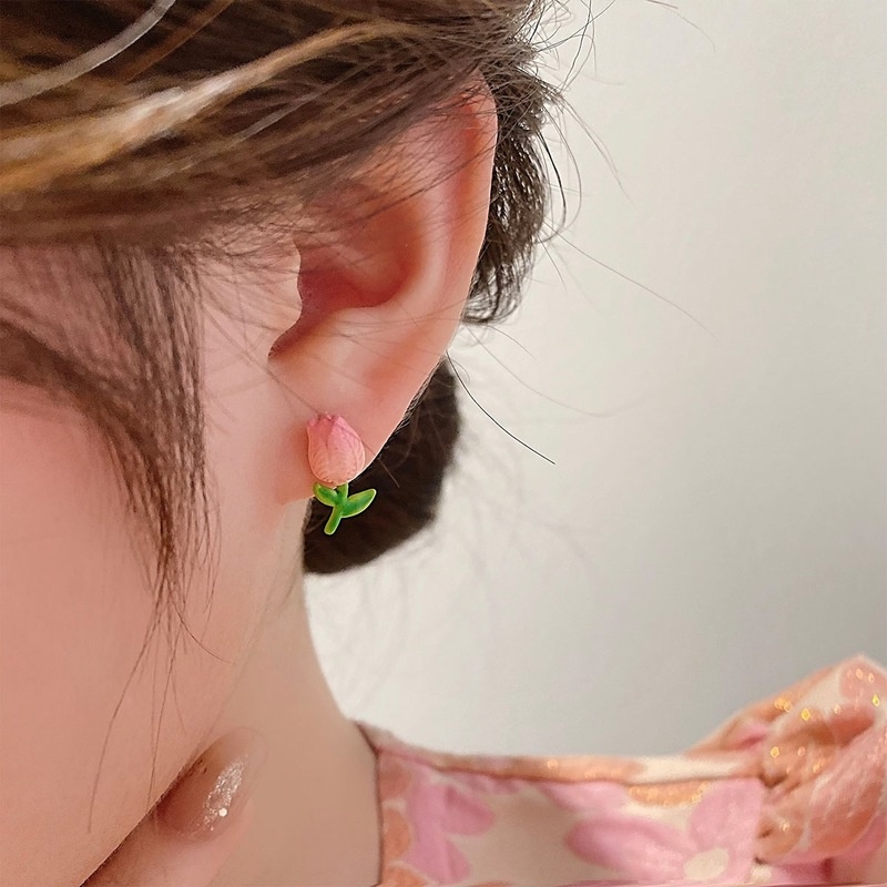 Anting Tusuk Silver Desain Bunga Gaya Korea Untuk Wanita