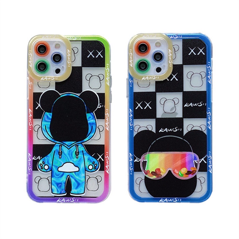 Jiugongge Violent bear Angel eyes Shockproof Straight Cube Case iPhone 12 Pro Max 11 8plus 7plus 6 6s Plus 7 8 XR X XS MAX SE 11Pro Max iPhone 12 Mini TPU Soft Casing