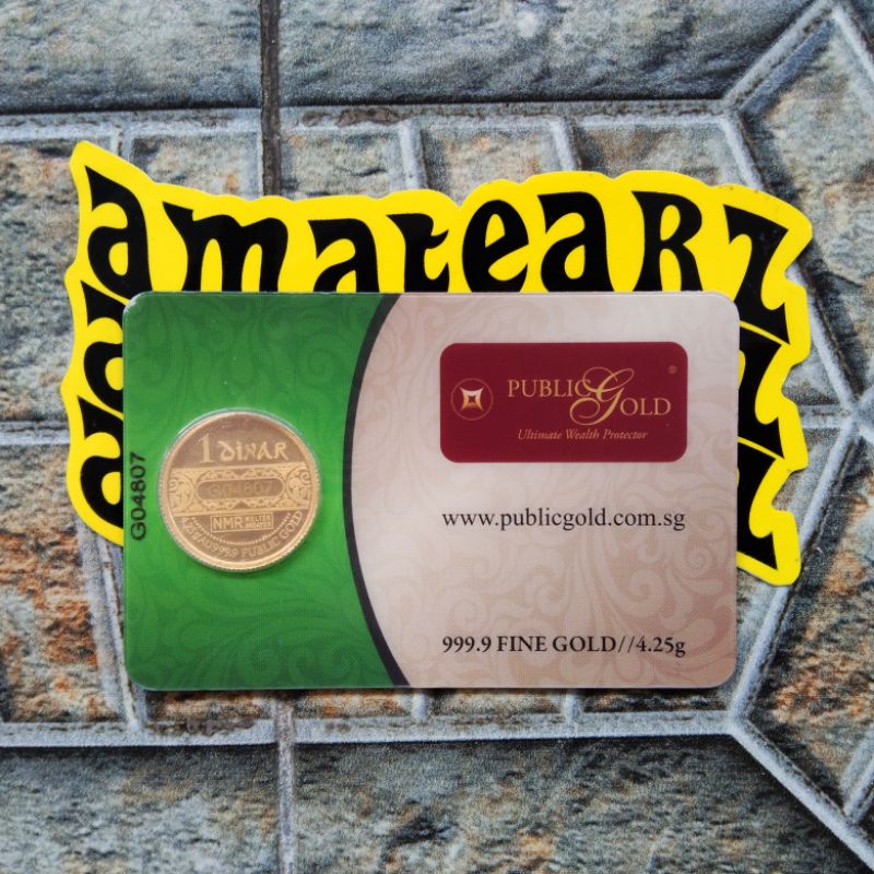 1 DINAR EMAS MURNI 24 KARAT MERK PUBLIC GOLD MALAYSIA BERAT 4,25 GRAM MODEL TERBARU LANGKA SERTIFIKA