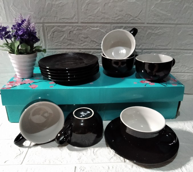 Cangkir Set Cafe Hitam 6 Pasang