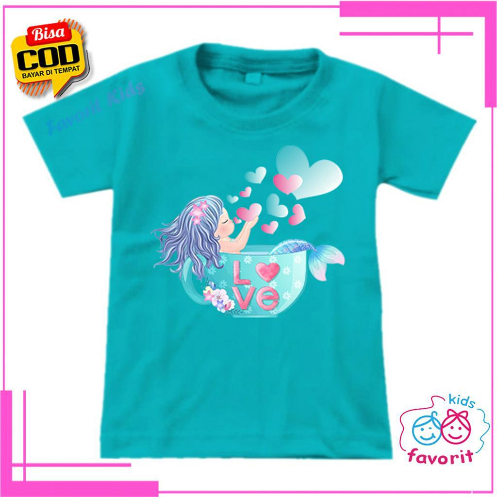 KAOS ANAK PEREMPUAN MERMAID LENGAN PENDEK 1 TAHUN - 10 TAHUN