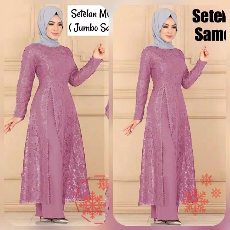 SET TUNIK BRUKAT CELANA KULOT