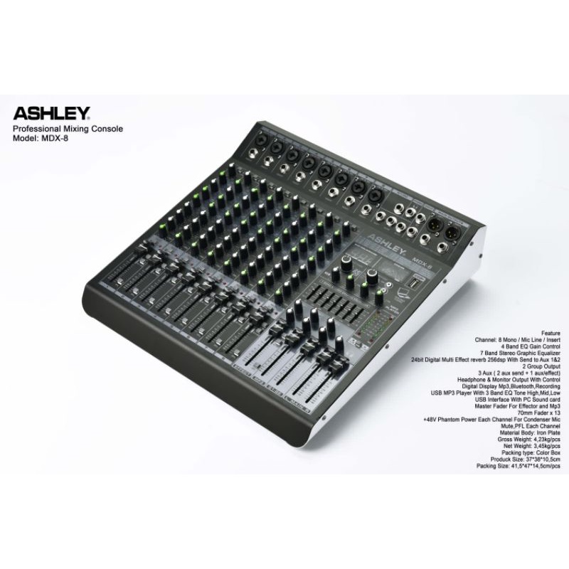 Mixer Ashley MDX8 Original 8Channel digital 256dsp Bluetooth Usb