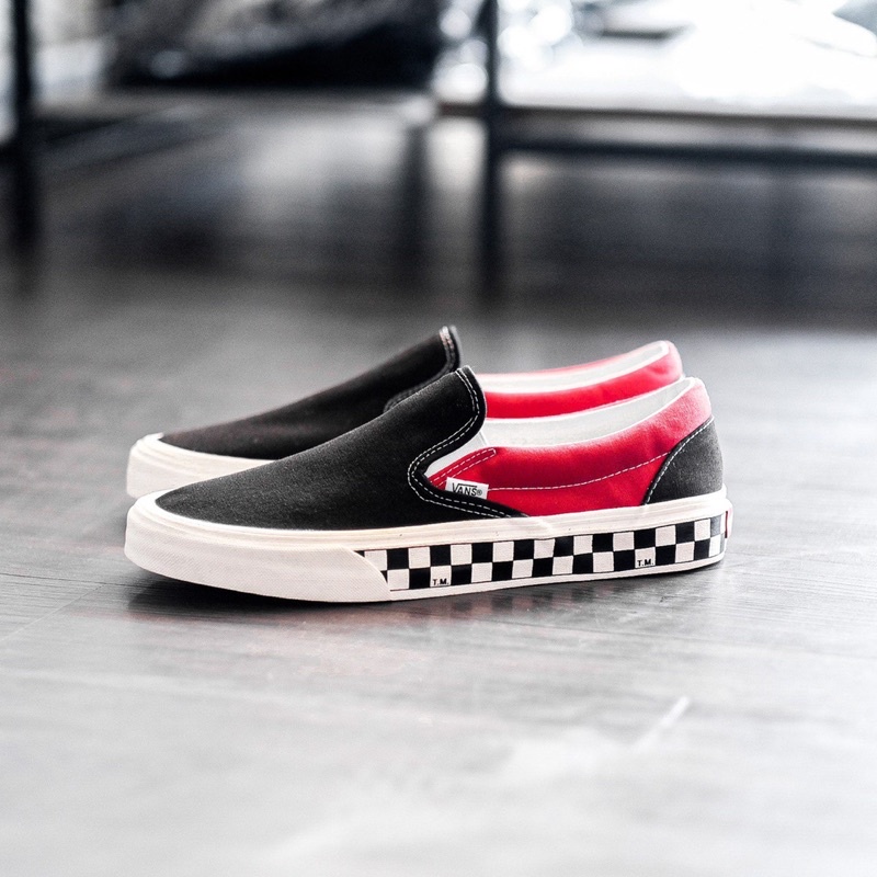 VANS SLIP-ON BMX CHECKERBOARD BLACK RED ORIGINAL 100%