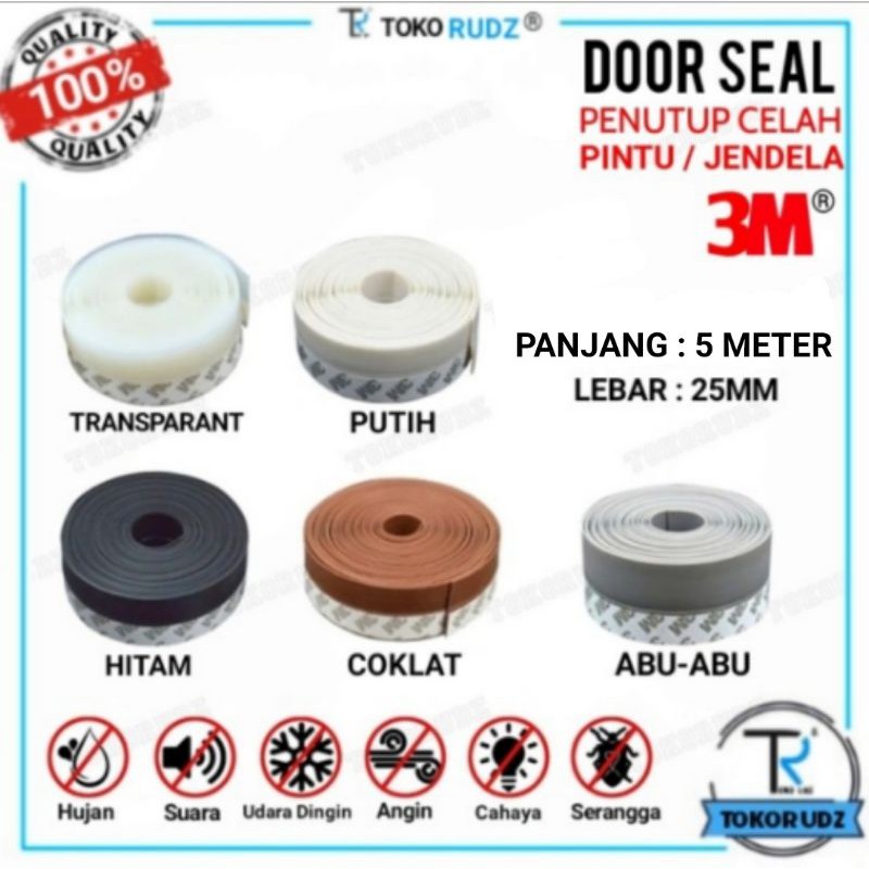 1 Roll Door Seal Karet Penutup Lubang Pintu Celah Jendela 3M Original