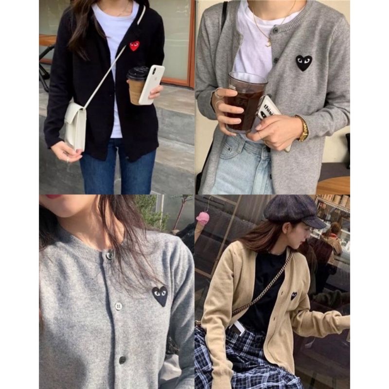 CDG Play Heart Knit Cardigan