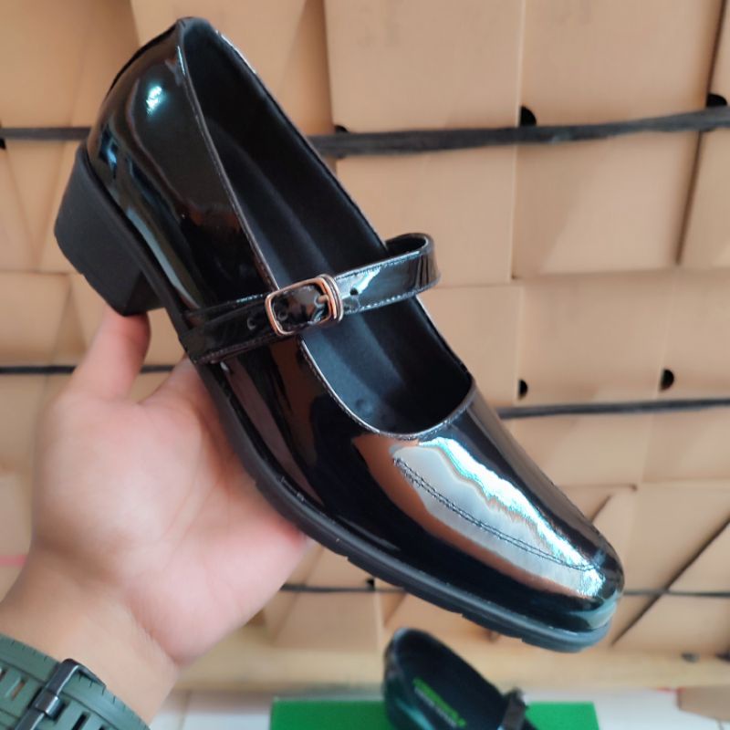 Sepatu pantofel wanita paskibra kulit hitam original premium