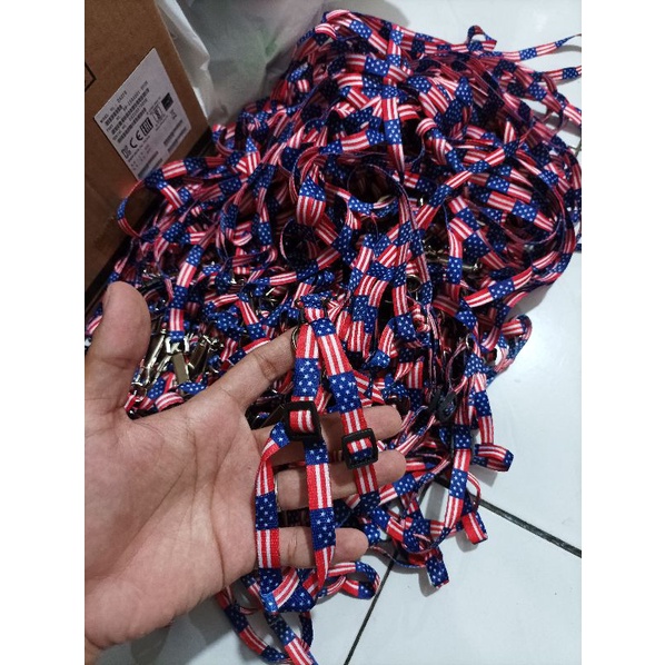 Harness Amerika - Tali Tuntun Kucing Hewan Anjing Motif Amerika