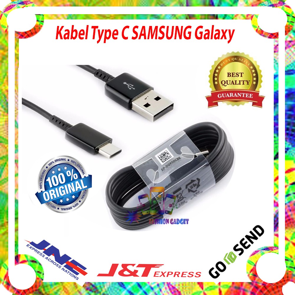 ORI 100% Kabel Type C SAMSUNG Galaxy S10 S9 S8 Plus Note 8 9 10 A50 A70 A7 A8 Fast Charging HITAM