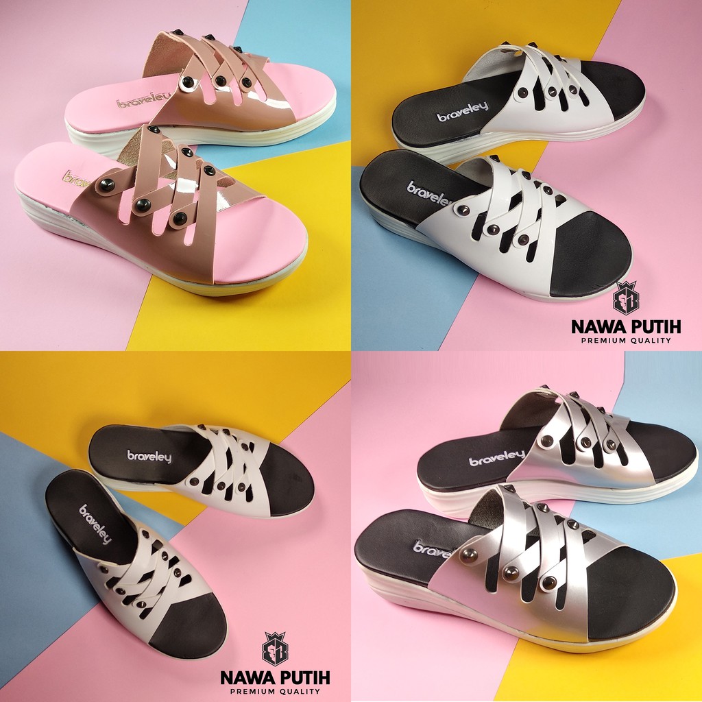  SANDAL  WANITA WEDGES  MURAH  SOL PUTIH BRAVELEY Shopee  