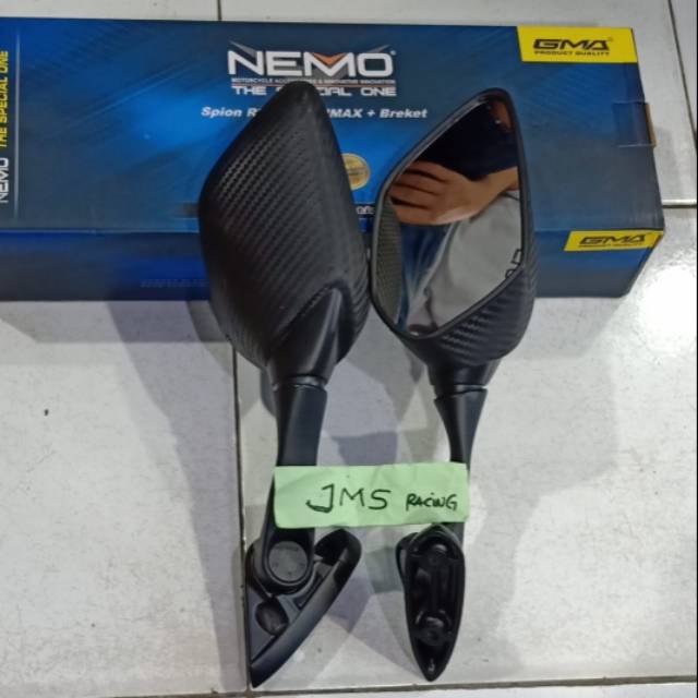 Spion nemo model R25 carbon tangkai sedang/panjang honda dan yamaha r25 r15 cbr ninja 250 fi nmax