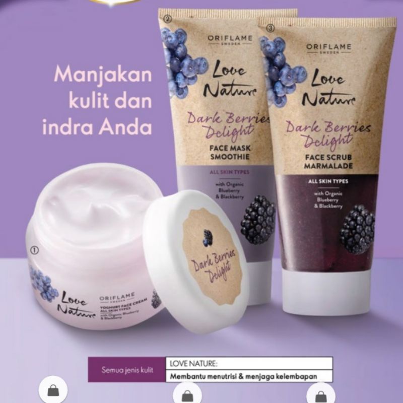 Love Nature Dark Berries Delight Yoghurt Face Cream/Face Mask Smoothie/Face Scrub Marmalade