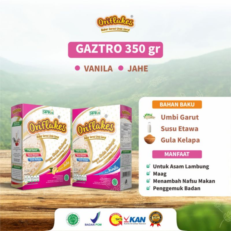 ORIFLAKES SEREAL UMBI GARUT SUSU ETAWA MAAG GERD ASAM LAMBUNG GASTRO 350 GRAM