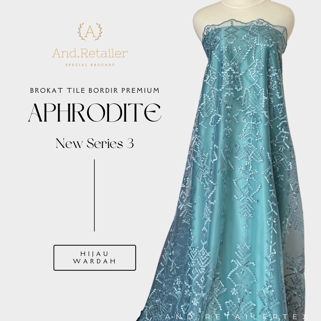 Bahan Kebaya Tile Bordir Aphrodite Design By Sapto Warna Hijau Wardah