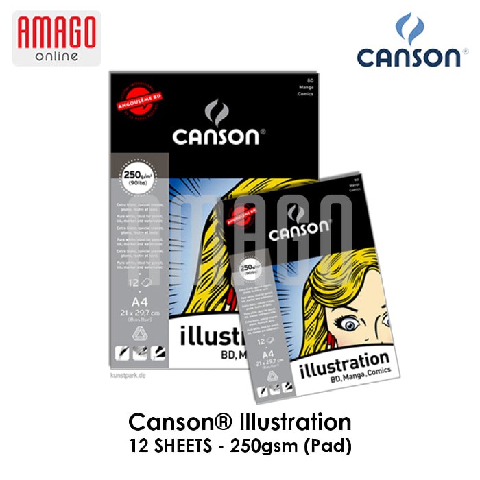 CANSON Illustration - 12 sheets - A4 - 250G (Pad) - 200387200