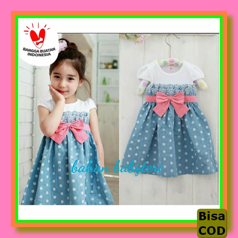 Dress Pesta Anak Perempuan Blueberi Import/ Dress Party Brokat An RG812 [Dress Pingkan Kids Blue Ve