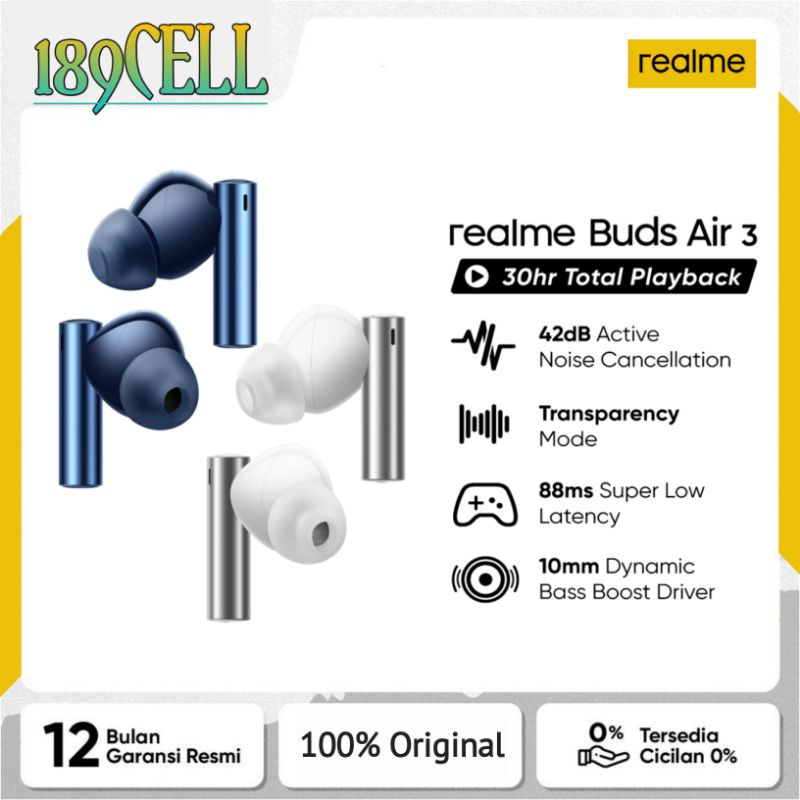 realme Buds Air 3 [Dual mic Noise Cancellation 42dB] Garansi Resmi