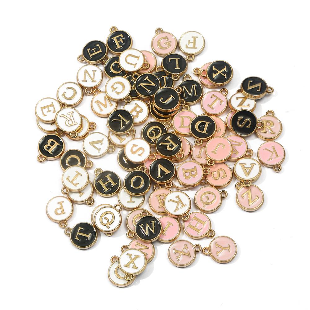 10Pcs P-Z Letter Charms 12*14mm  Enamel Charms Alphabet Initial Letter Handmade Pendant For Diy Bracelet Jewelry Making