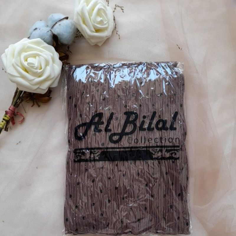 HIJAB JILBAB INSTAN PLISKET PRISKET SIRIA RAMPEL SEGITIGA RAMPLE MOTIF POLKA POLKADOT CERUTY BY AL BILAL COLLECTION TERMURAH TERLARIS TERBARU KEKINIAN HITS DAILY HIJAB FORMAL HIJAB-DUSTY PURPLE