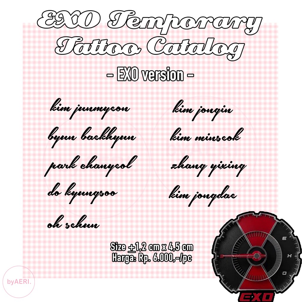 E X O NAME TEMPORARY TATTOO (NON-PERMANEN KPOP TATO)