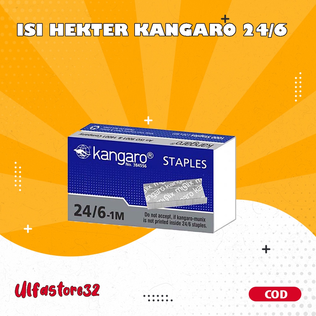 

Isi hekter kangaro 24/6 untuk hekter HD 50 (1 ktk kecil) / atk grosir murah sekolah