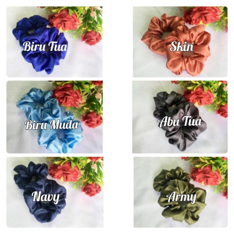 Scrunchie Ikat Rambut Satin ( Warna II )