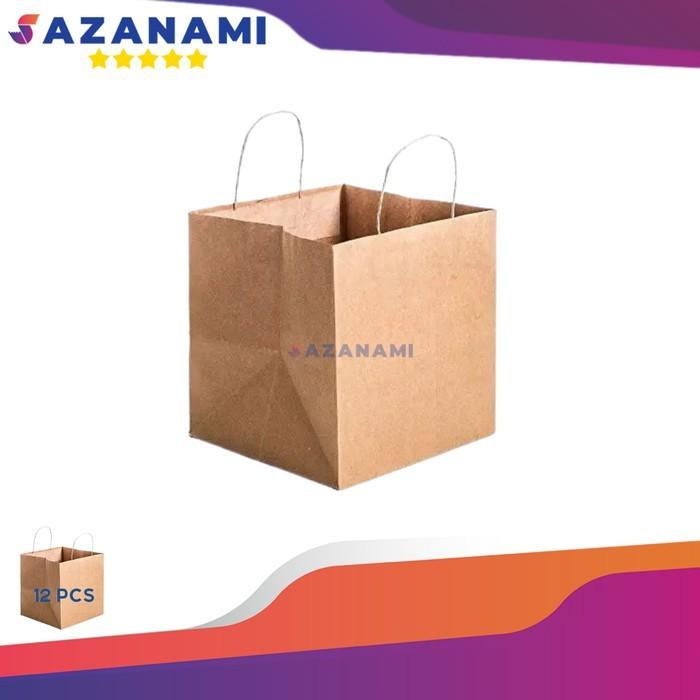 

Goodiebag Paperbag Kotak Kantong Kertas 27 X 27 Bag Coklat Tali Isi 12 Pcs