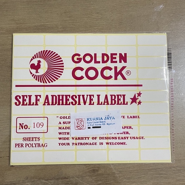 

GOLDEN COCK Label No. 109 - Self Adhesive Label 109 - Sticker