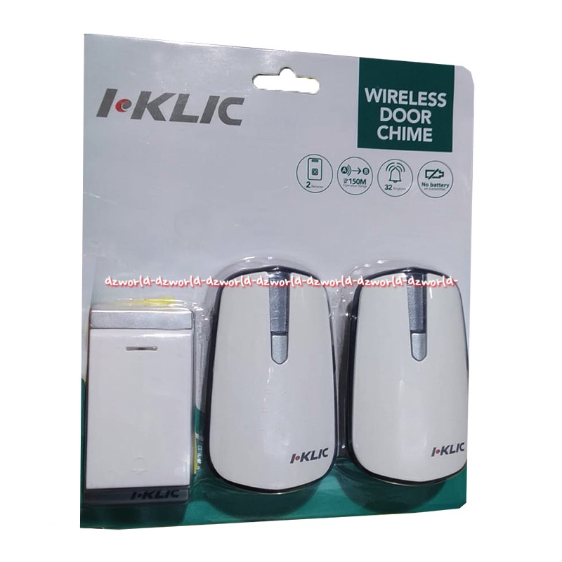 I-Klic Wireless Door Chime Bell Pintu Bel Tanpa Kabel Isi 2 Bel Pagar wairles Moztec  I-click I-Klic iKlic Iklik