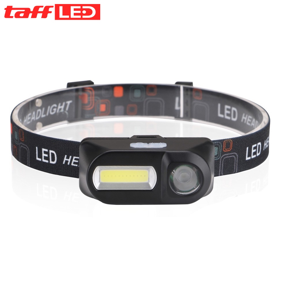 TaffLED Headlamp Flashlight Headlight LED 3 Modes COB - KX-1804 - Black