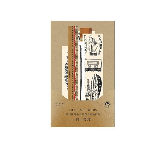 

40pcs Pak Stiker Panjang Gaya Retro Untuk Alat Tulis Sekolah Scrapbook