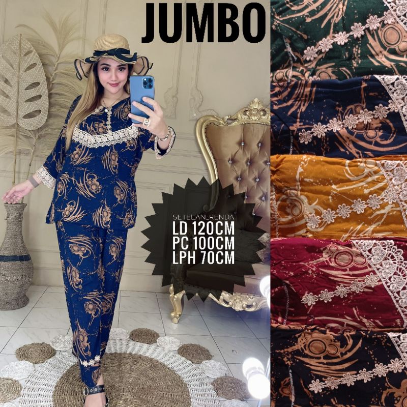 NEW JUMBO!!! SETELAN WANITA CPLP DASTER ARAB RENDA JUMBO LENGAN 3/4 PANJANG MOTIF TERBARU-1