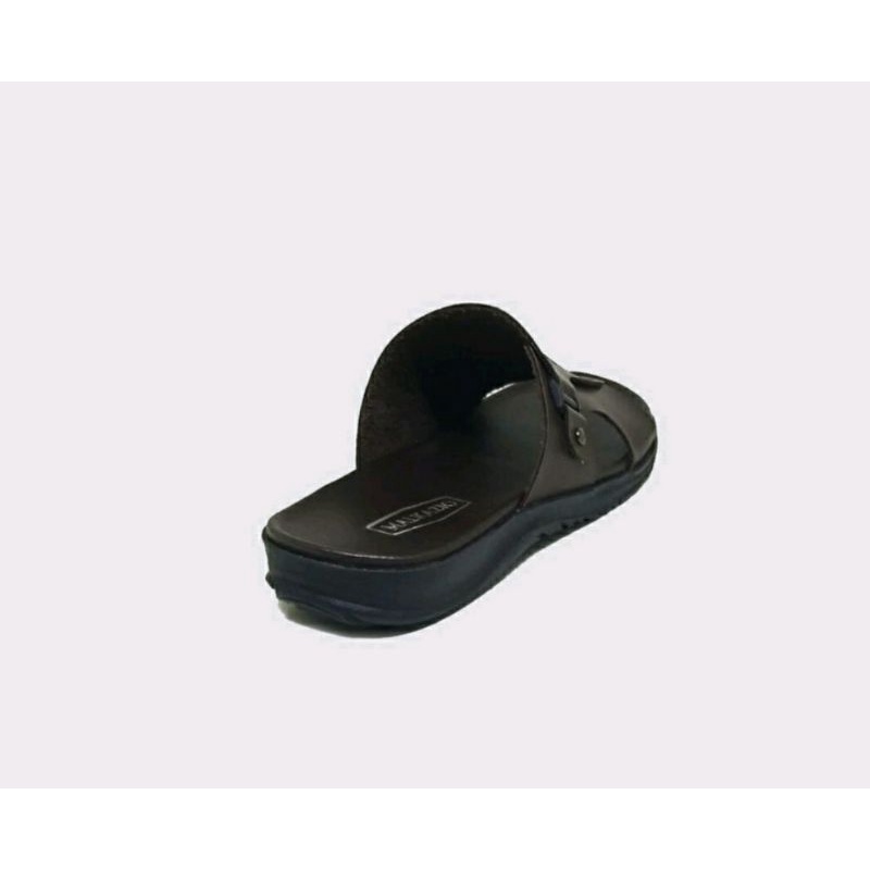 Sandal Slide L-Zio Pria R8.Brown Sendal Kulit Cowok 38-44 Sendal Kasual Bapak Pesta Sandal Distro Keren