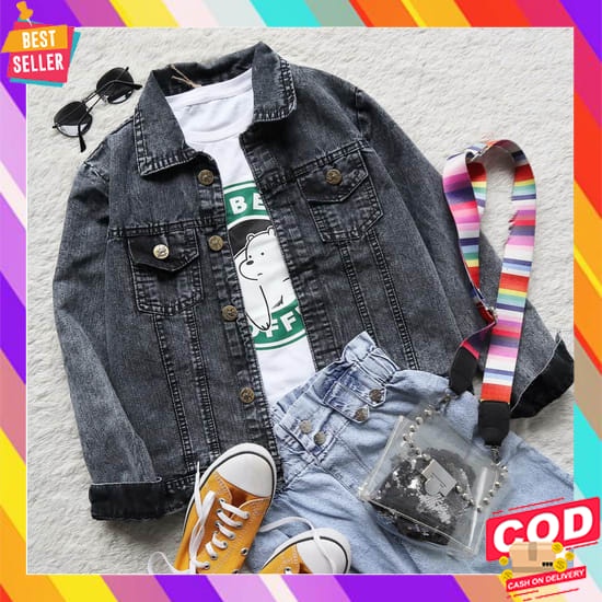 Hot Sell - Jaket Jeans Jins Wanita Levis Kekinian Cewek Terbaru 2021 I Standar Jaket Jeans Snow Bla